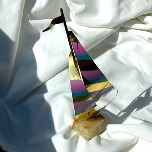 Mario Jason Brass Sailboat Sculpture